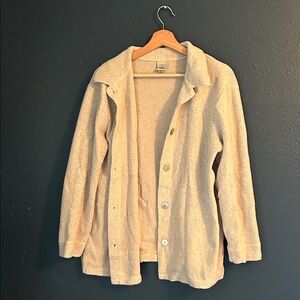 L.L. Bean Cream Fleece Button-Up Jacket